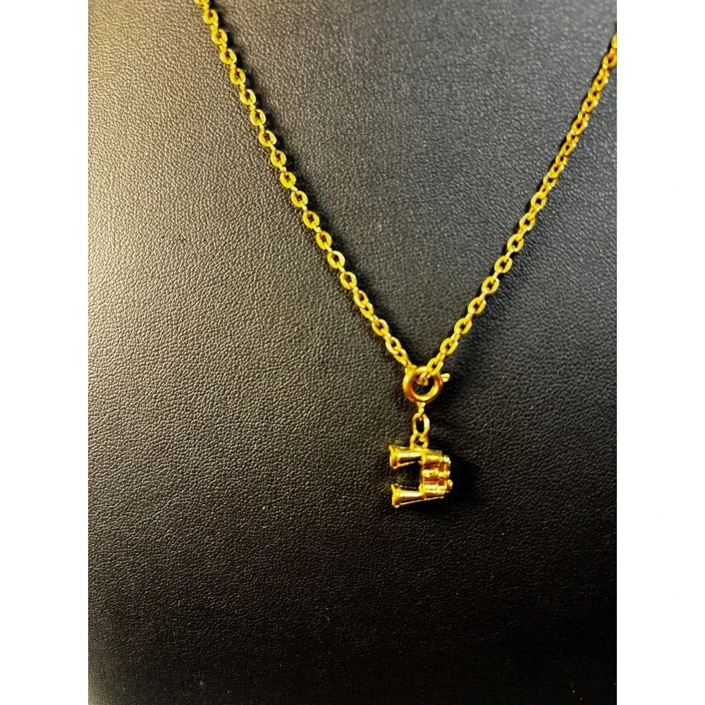 Pendant Necklace Gold Tone‎ Delicate Binocular Charm Kidcore